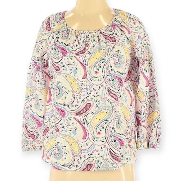 Talbots 3/4 Sleeve Paisley Print Blouse - Picture 1 of 3